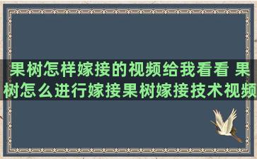 果树怎样嫁接的视频给我看看 果树怎么进行嫁接果树嫁接技术视频